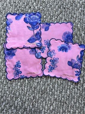 Cynthia Rowley Pink with Blue Floral Cocktail Napkins